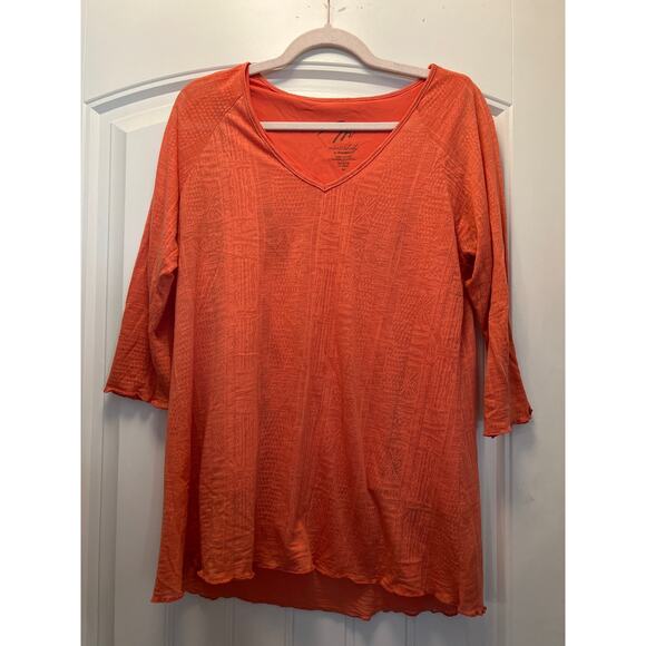 Miraclebody by Miraclesuit Women’s 3/4 Sleeves V-Neck Casual Top‎ Size M Orange - Picture 1 of 5